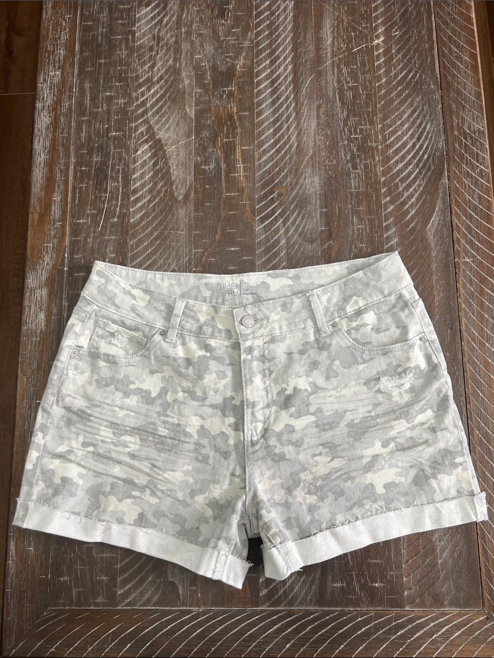 Women's Time and True Camo Denim Shorts
